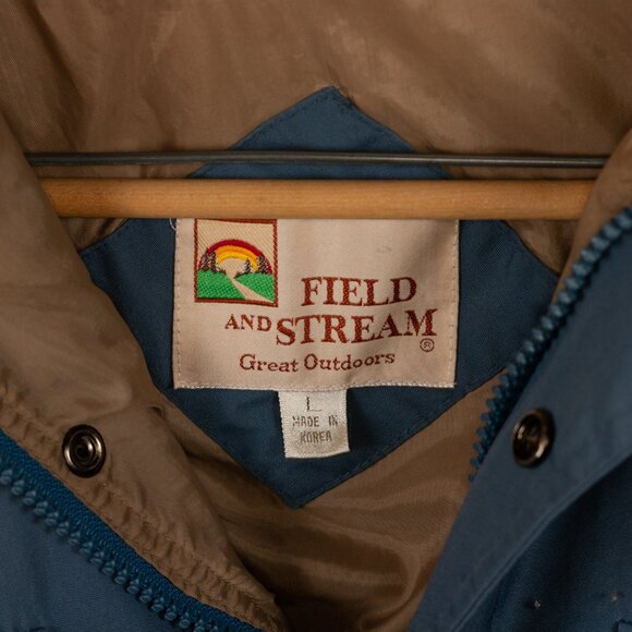 Vintage 80s Field & Stream Lightweight Hooded Field Jacket in Blue  - Men's MD - Picture 3 of 8